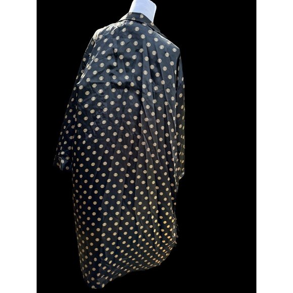 Robert Louis Mens Silk Blend Robe One Size Black and Gold Print Luxurious - Picture 2 of 9